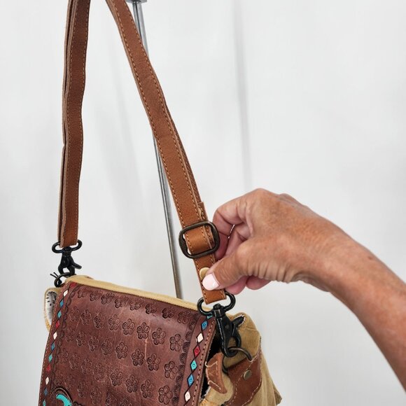 MYRA BAG Floral Etching Western Hand Tooled Crossbody Bag NWT - Picture 12 of 15